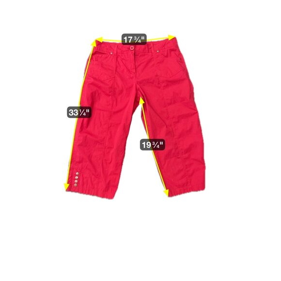 Style & Co Mid Rise Capri Pants Red Sz 12 Button Red Cotton Blend Casual Wear - Picture 8 of 10